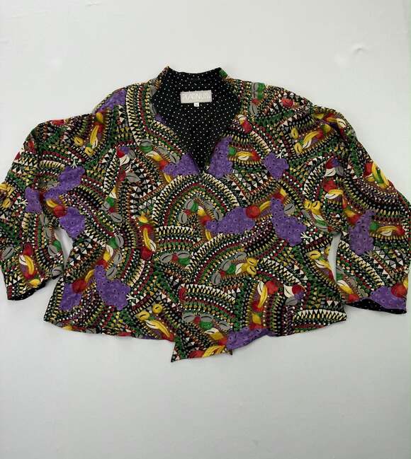Platinum by Dorothy Schoelen Jackets & Blazers - Platinum by Dorothy Schoelen Vintage Abstract Fruit Print Batwing Jacket